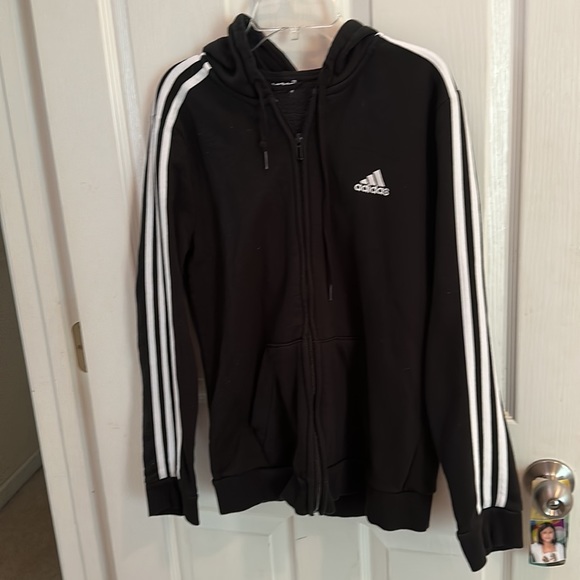 Black Adidas Hooded Zip-Up Jacket - Picture 2 of 5